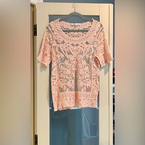 🌸Vintage Cottagecore Pink Lace Top